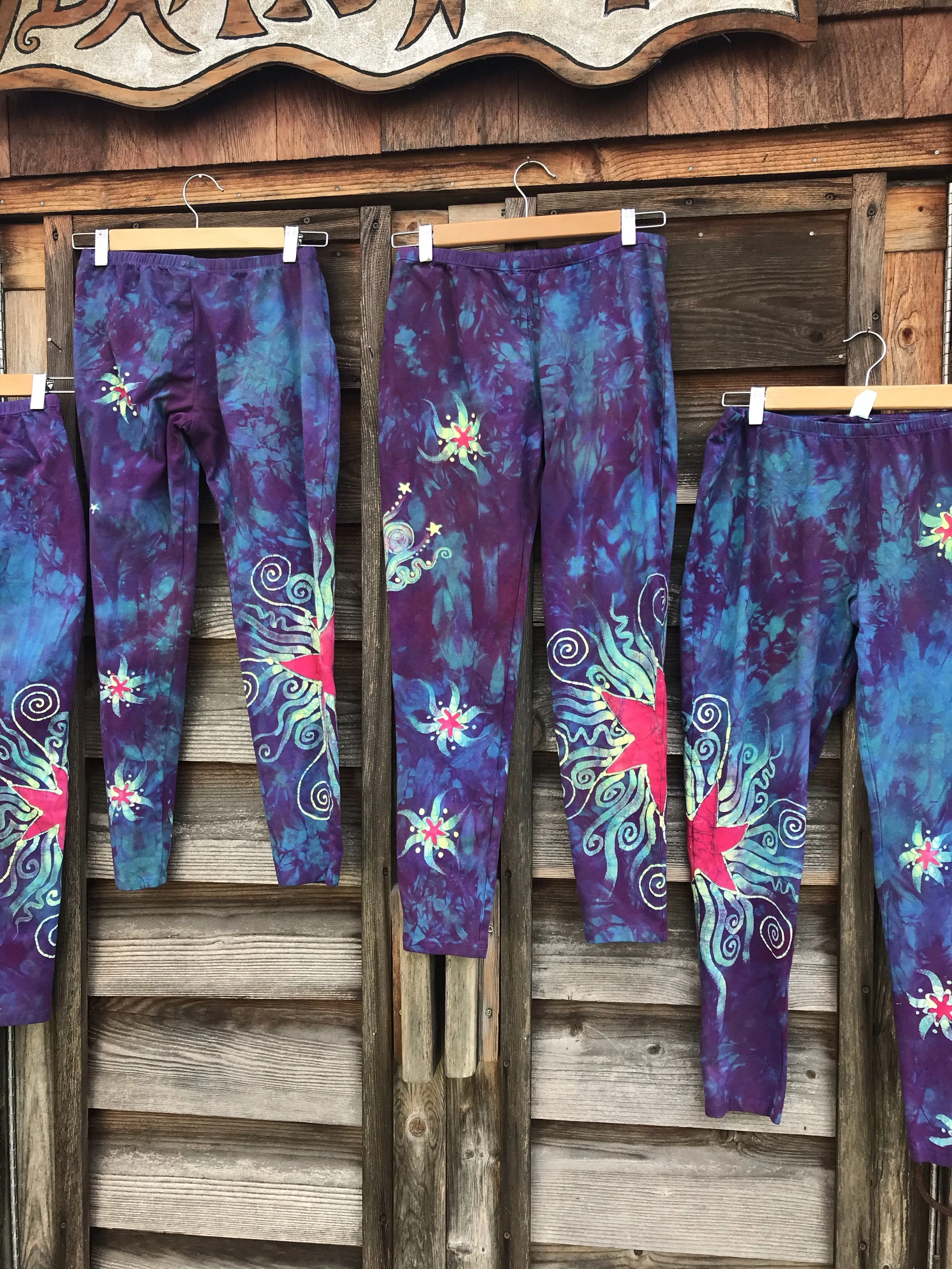 Sunrise Moon and Stars Batik Yoga Leggings