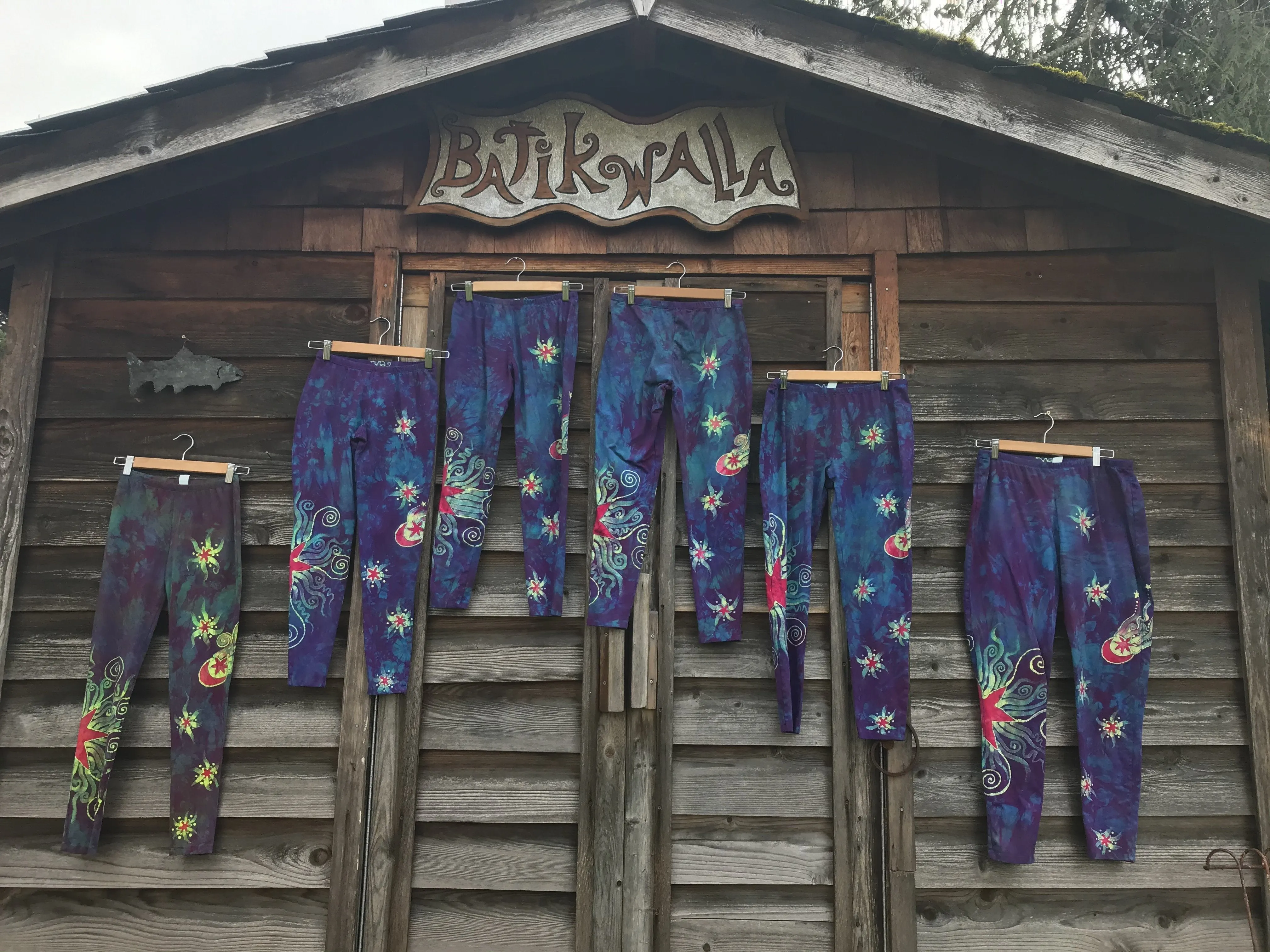 Sunrise Moon and Stars Batik Yoga Leggings