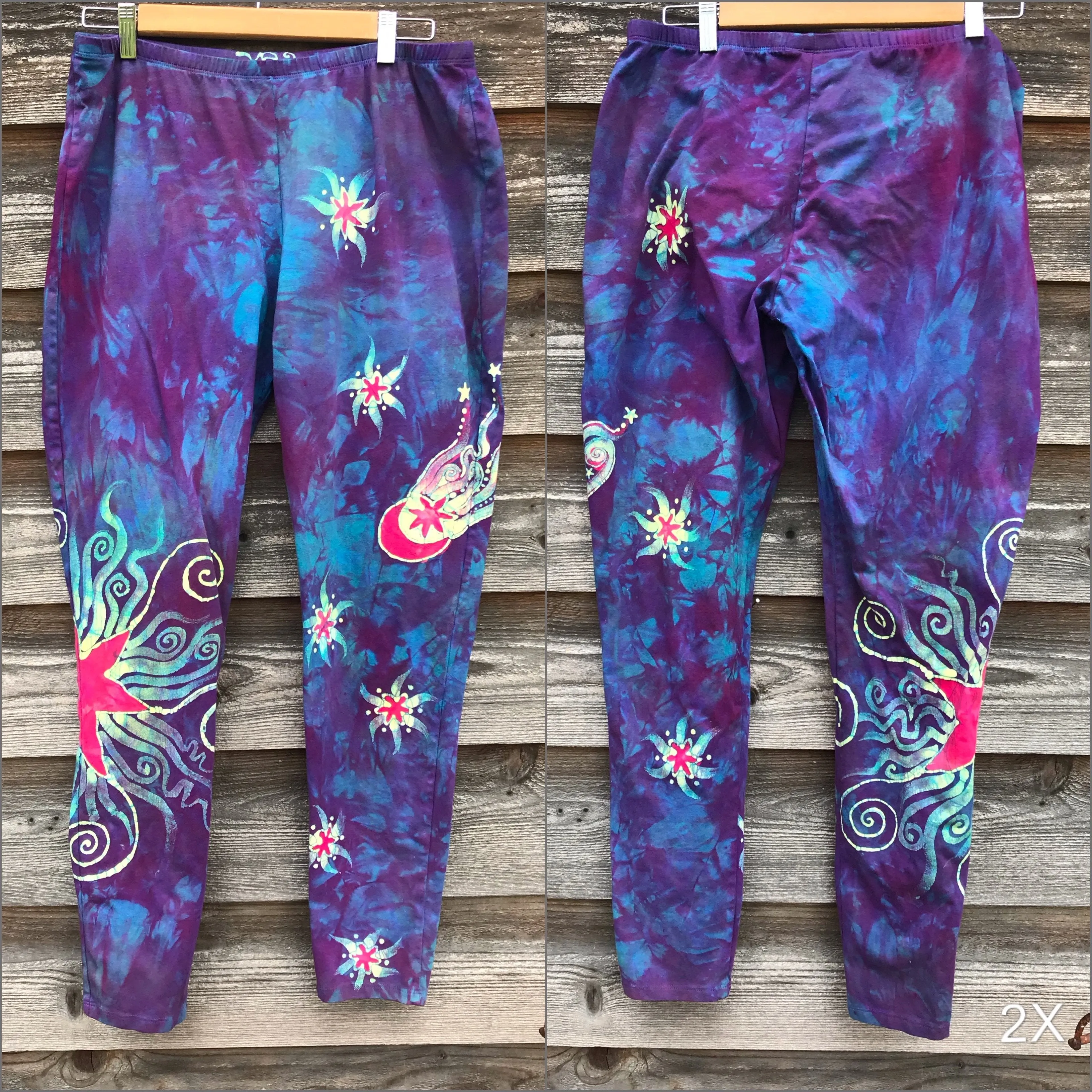 Sunrise Moon and Stars Batik Yoga Leggings