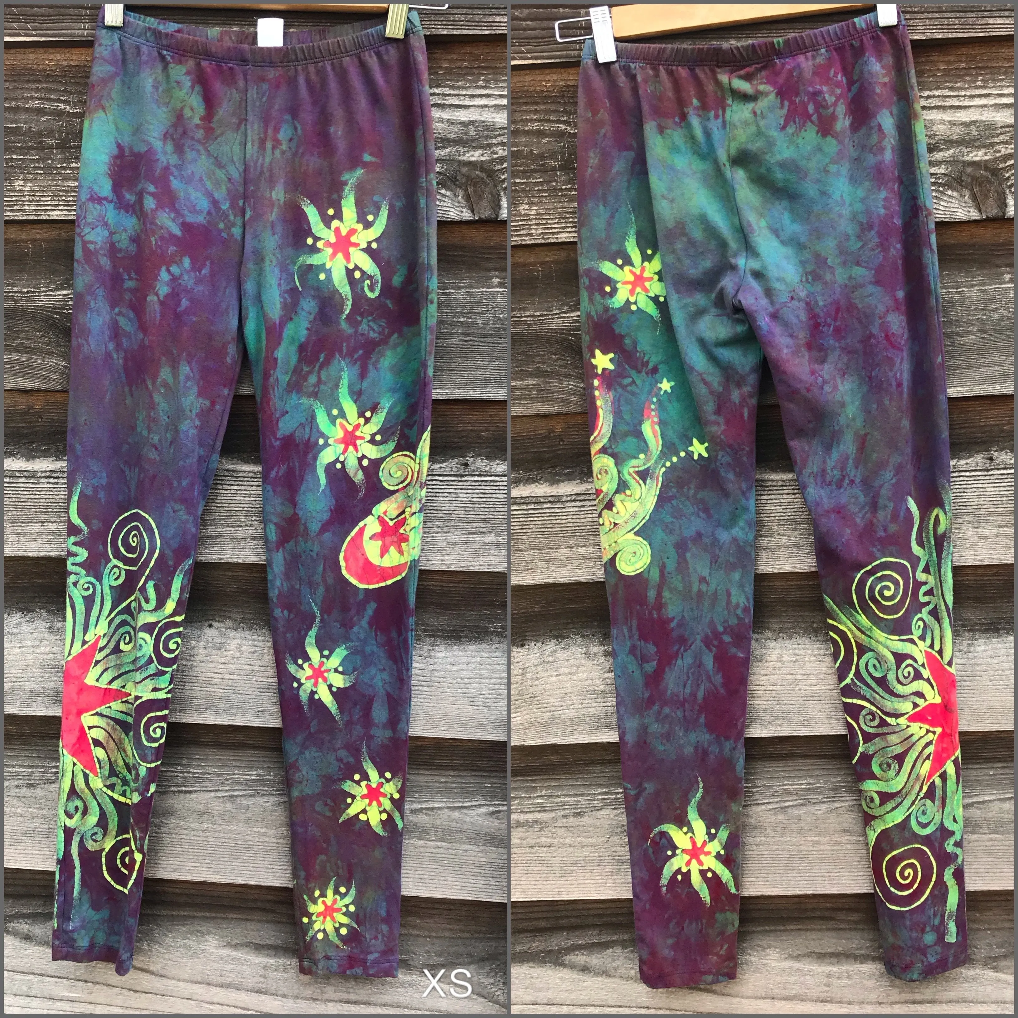 Sunrise Moon and Stars Batik Yoga Leggings