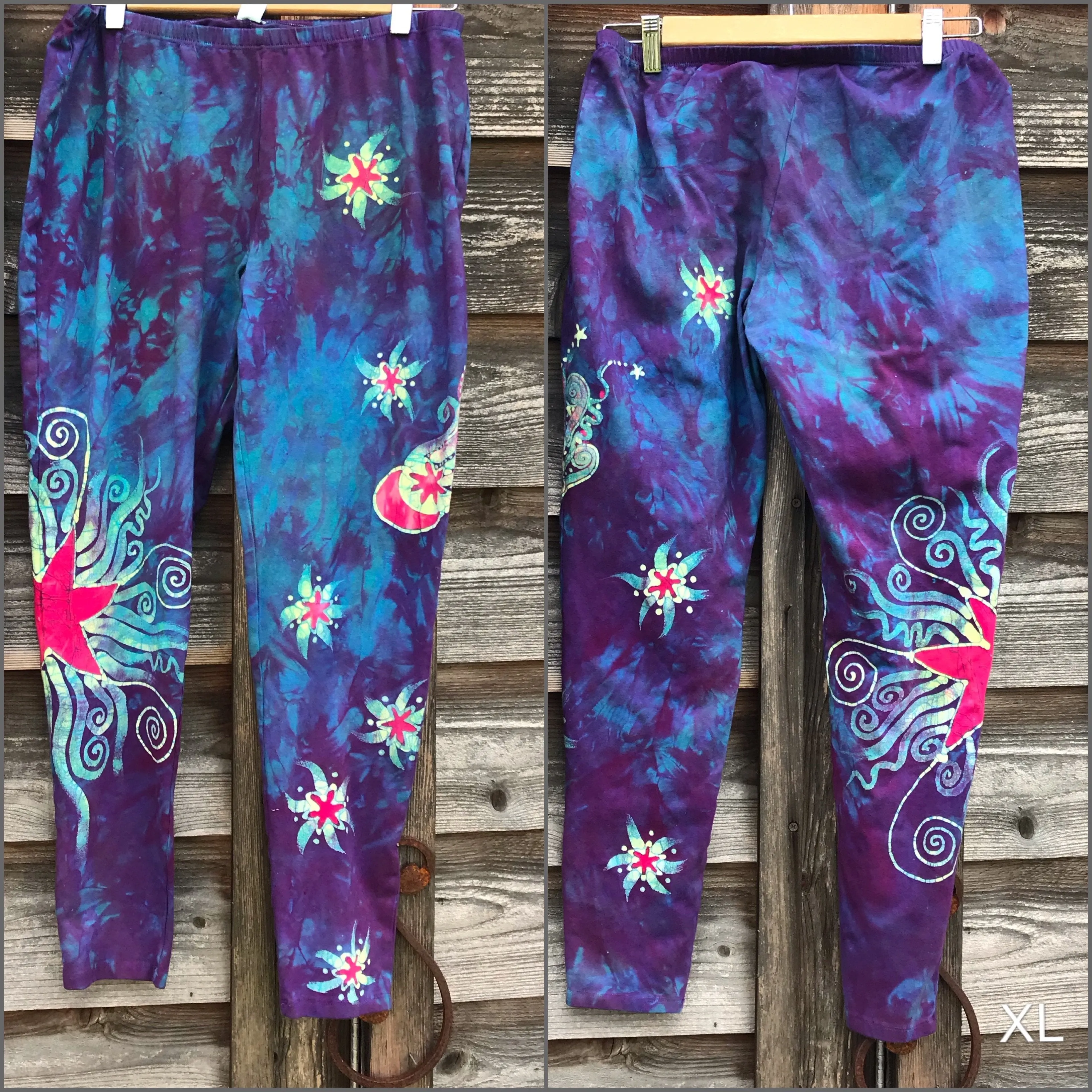 Sunrise Moon and Stars Batik Yoga Leggings
