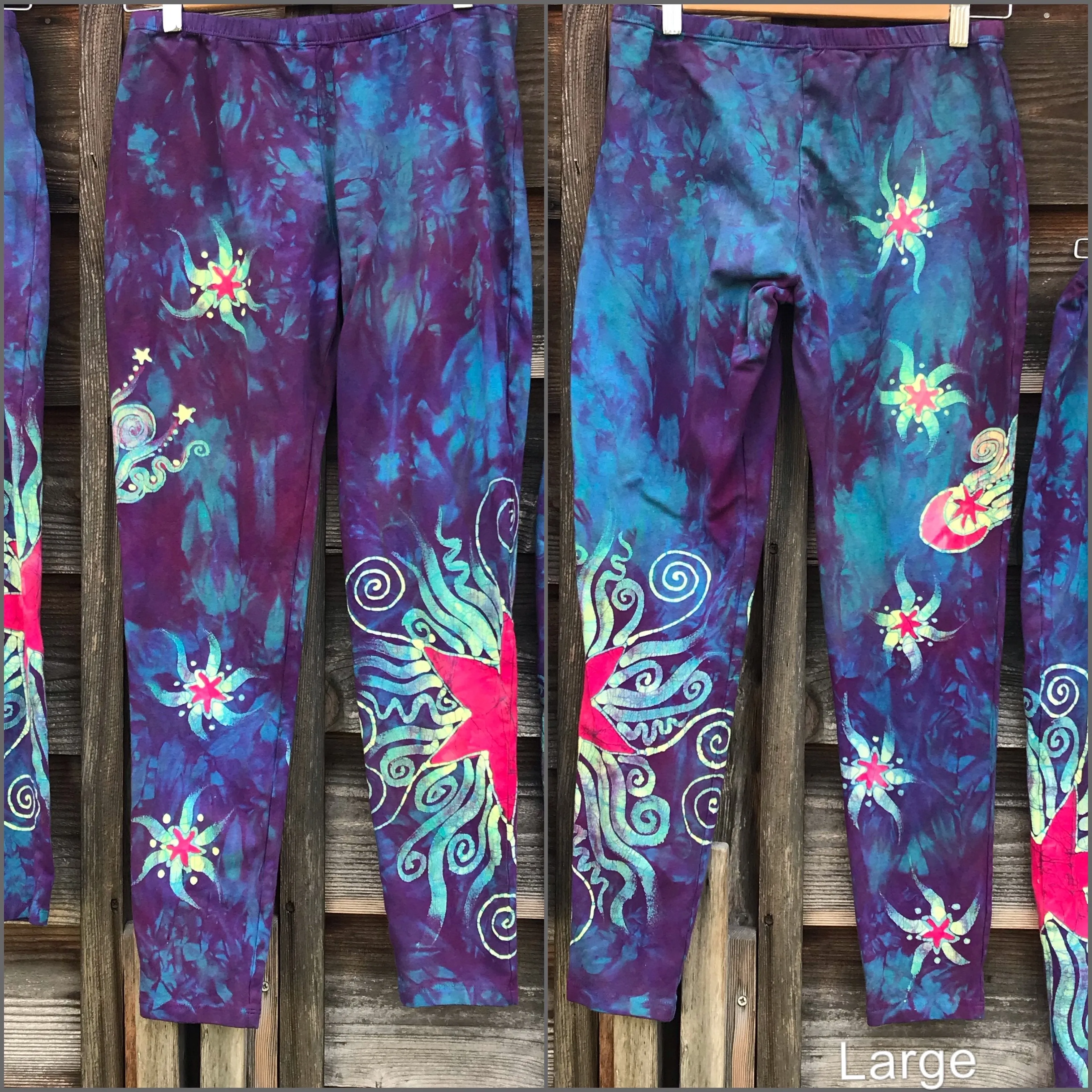 Sunrise Moon and Stars Batik Yoga Leggings