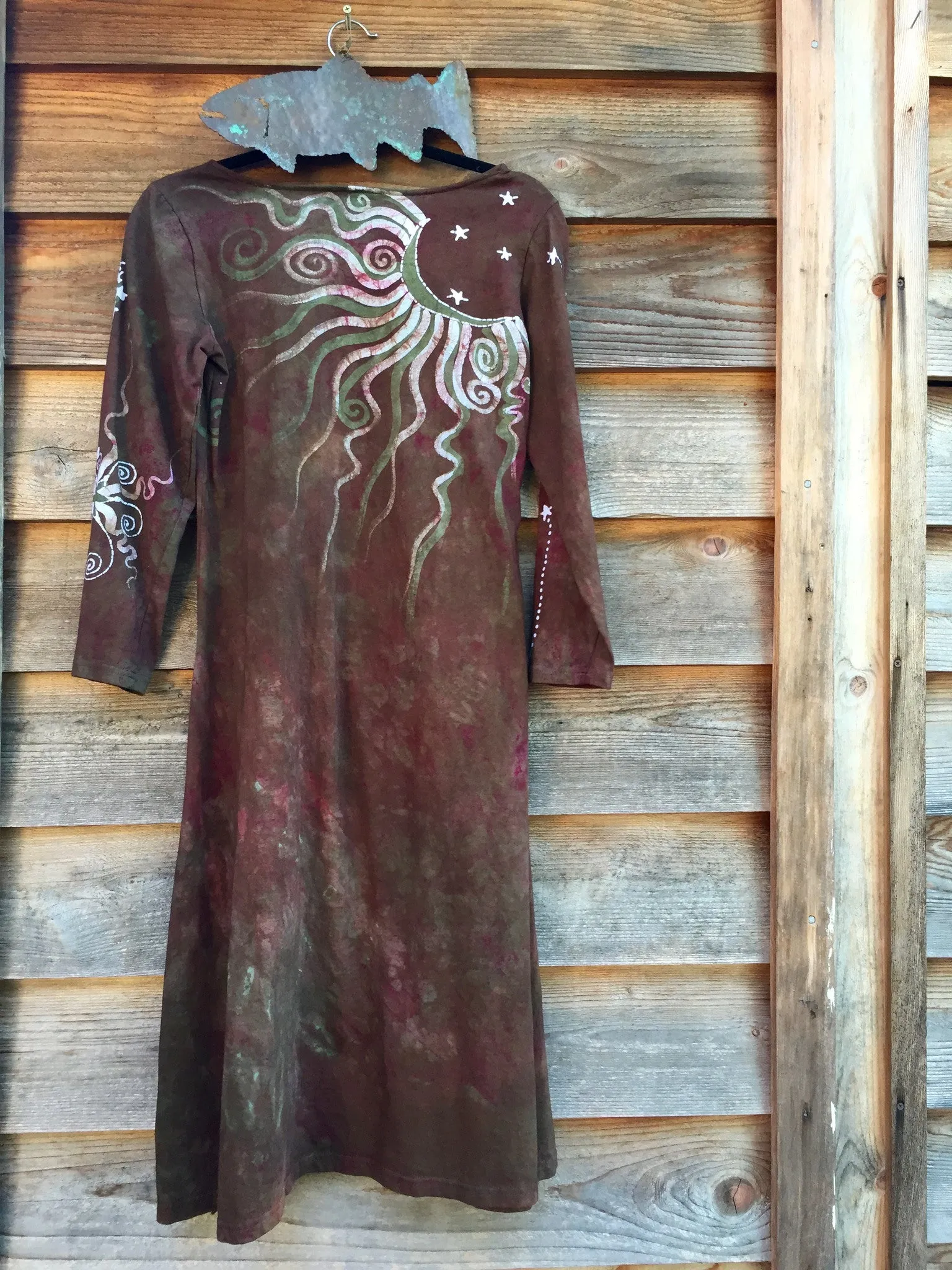 Sweet Shrooms Long Sleeve Batik Dress - Slight Imperfection