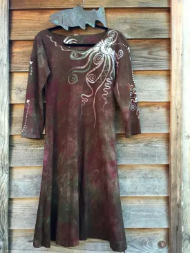 Sweet Shrooms Long Sleeve Batik Dress - Slight Imperfection
