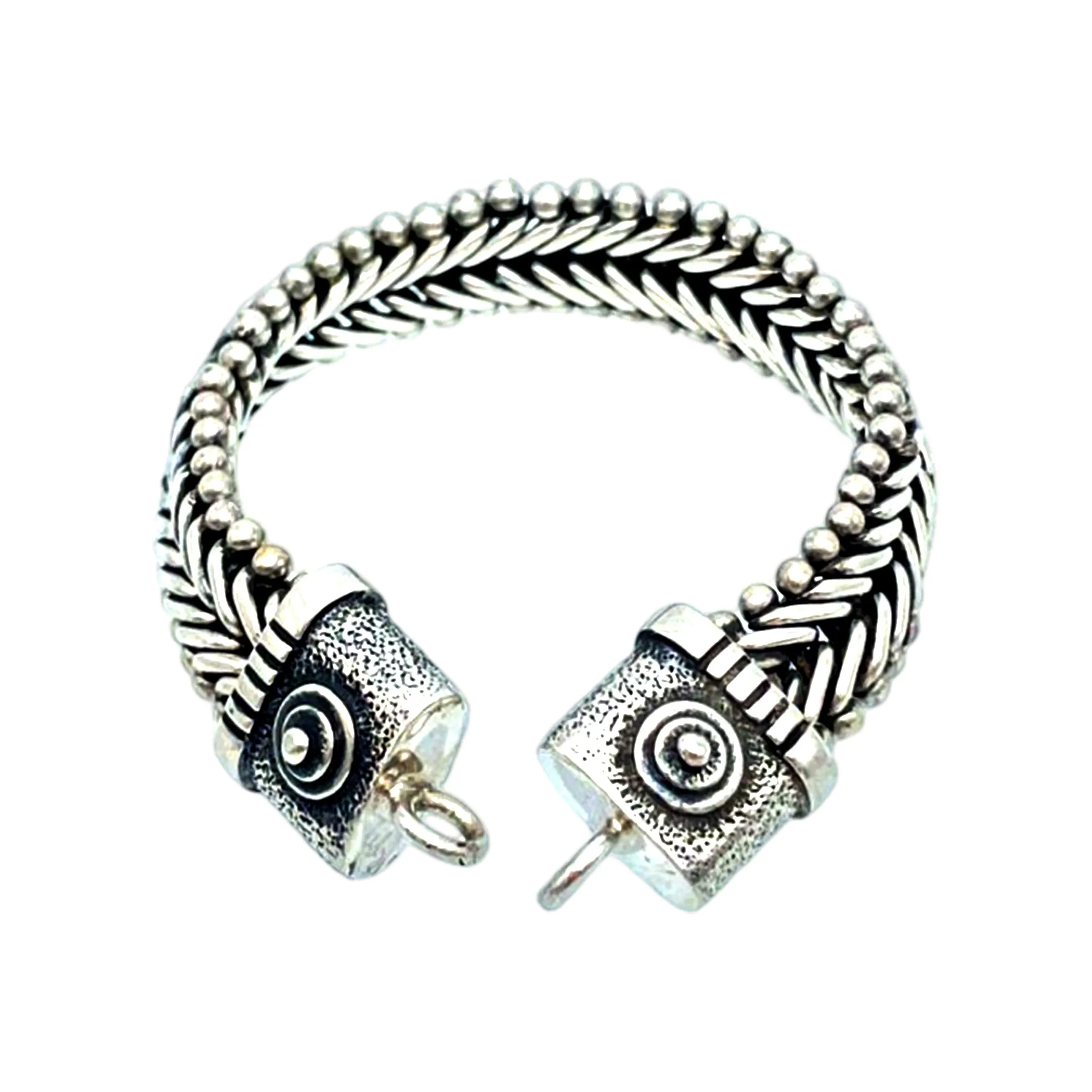 Tabra 925 Sterling Silver Heavy Hand Woven & Cast Bracelet Connector Chain CBR02