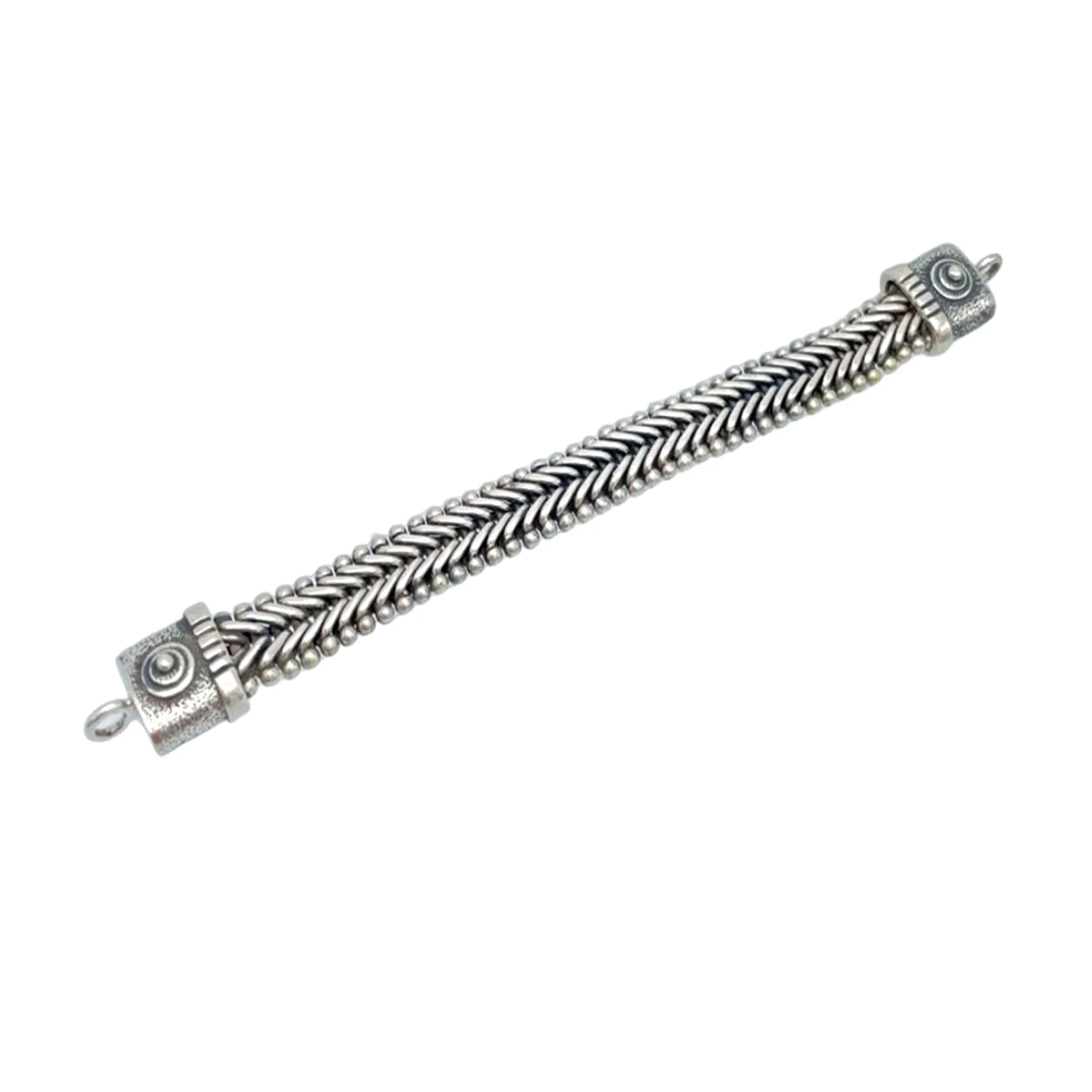 Tabra 925 Sterling Silver Heavy Hand Woven & Cast Bracelet Connector Chain CBR02