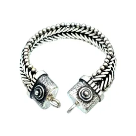Tabra 925 Sterling Silver Heavy Hand Woven & Cast Bracelet Connector Chain CBR02