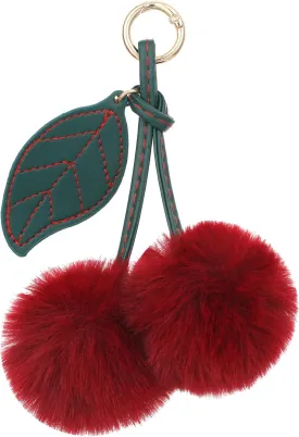 Thinp Pom Pom Keychain Cute Cherry Keychain Fluffy Accessories Cherry Bag Charms Purse Charms Car Bag Charm Handbags Pendant for Women Girl Birthday Christmas Gifts Stocking Stuffers