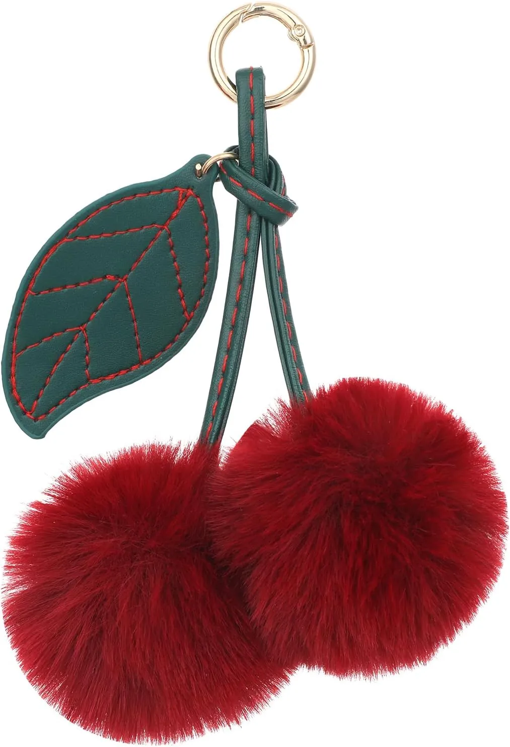 Thinp Pom Pom Keychain Cute Cherry Keychain Fluffy Accessories Cherry Bag Charms Purse Charms Car Bag Charm Handbags Pendant for Women Girl Birthday Christmas Gifts Stocking Stuffers