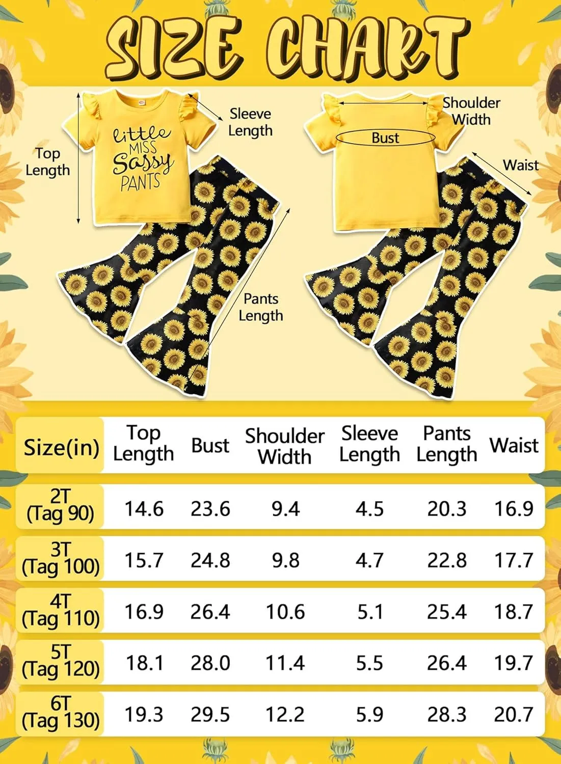 Toddler Baby Girls Bell Bottoms Outfit - Cute Summer Clothes Letter Print Ruffle T-Shirt Top Floral Flared Pant Set