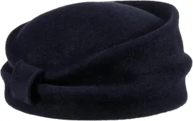 Uni Fur Felt Pillbox Hat Women Navy One Size