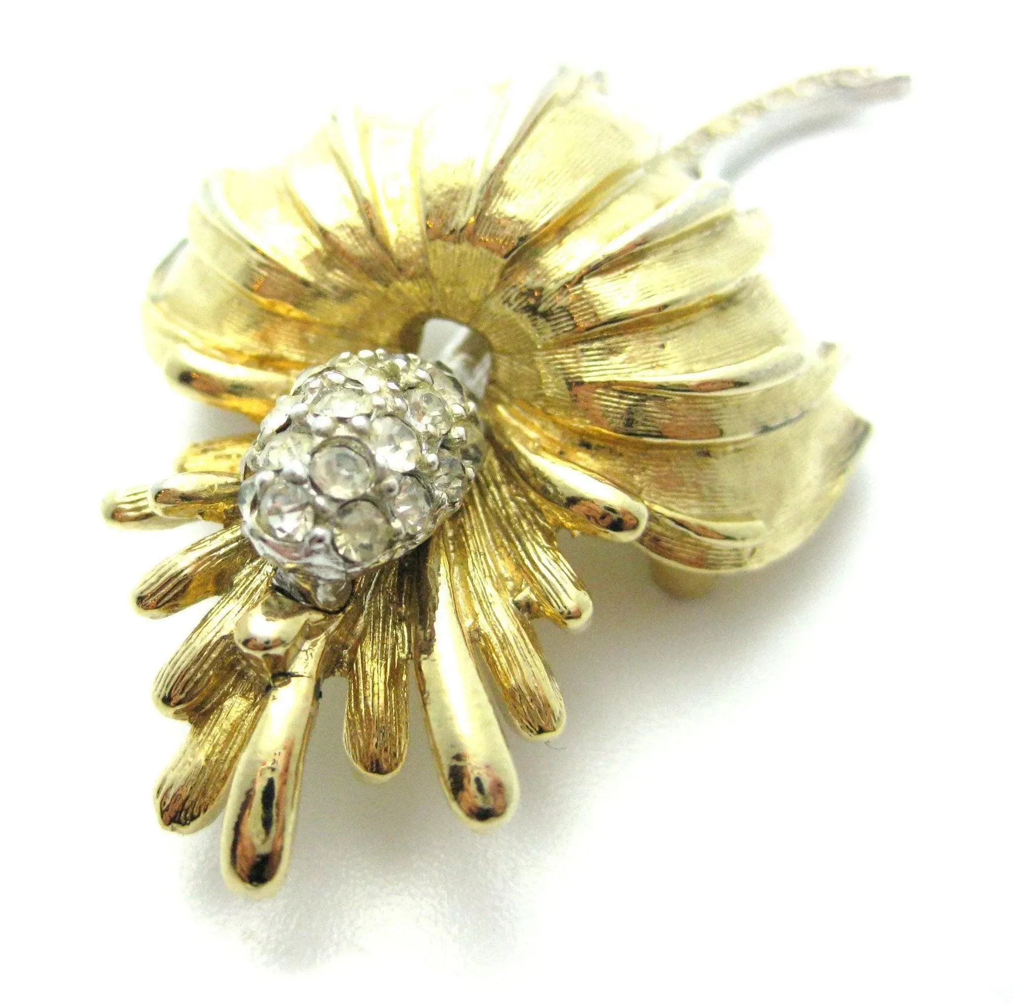 Vintage 1950s Mode-Art Flower & Diamante Designer Brooch