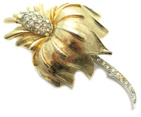 Vintage 1950s Mode-Art Flower & Diamante Designer Brooch