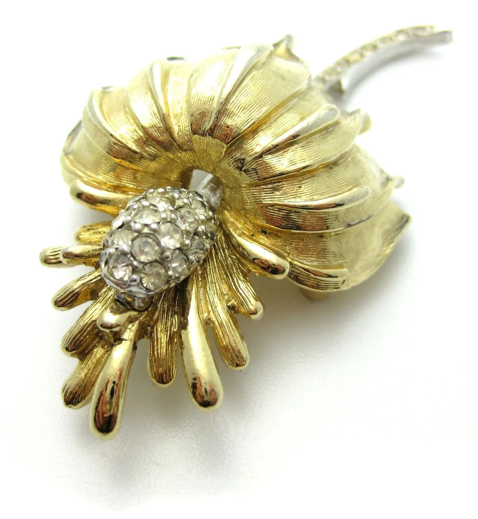 Vintage 1950s Mode-Art Flower & Diamante Designer Brooch