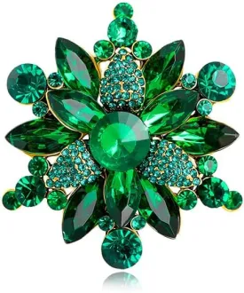 Vintage Crystal Rhinestone Flower Shape Brooch Pin Statement Jewelry Gift Accessories for Women