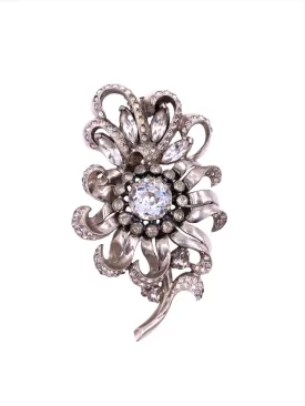 Vintage Eisenberg Large Flower Crystal Brooch