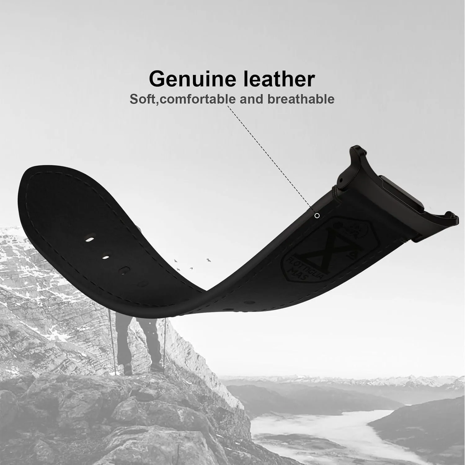Vintage Leather Band Compatible with Samsung Galaxy Watch Ultra Band 47mm (2024), 24mm Wide Crazy Horse Leather Strap for Galaxy Watch Ultra Men Black