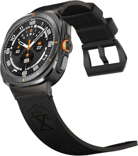 Vintage Leather Band Compatible with Samsung Galaxy Watch Ultra Band 47mm (2024), 24mm Wide Crazy Horse Leather Strap for Galaxy Watch Ultra Men Black
