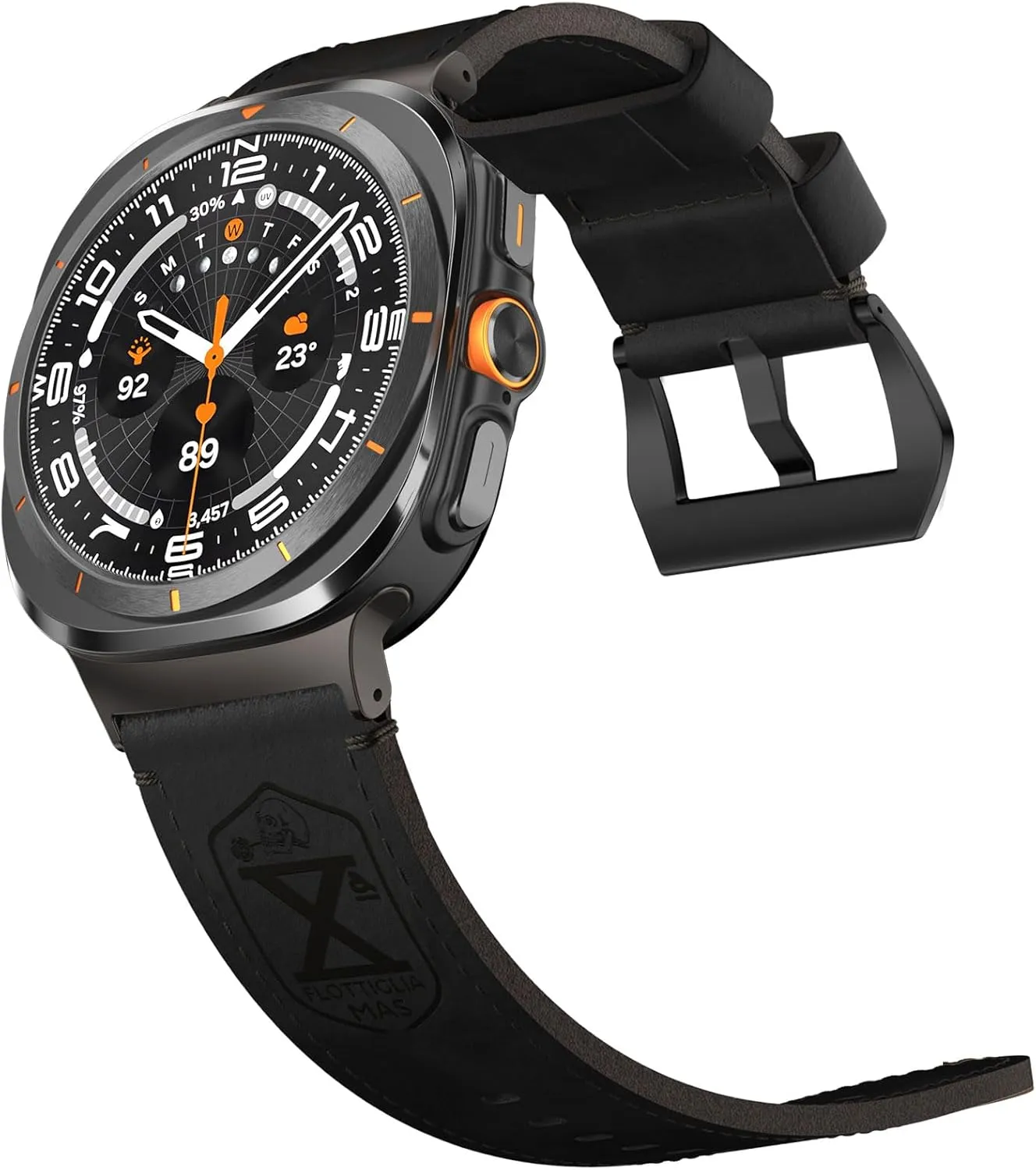 Vintage Leather Band Compatible with Samsung Galaxy Watch Ultra Band 47mm (2024), 24mm Wide Crazy Horse Leather Strap for Galaxy Watch Ultra Men Black