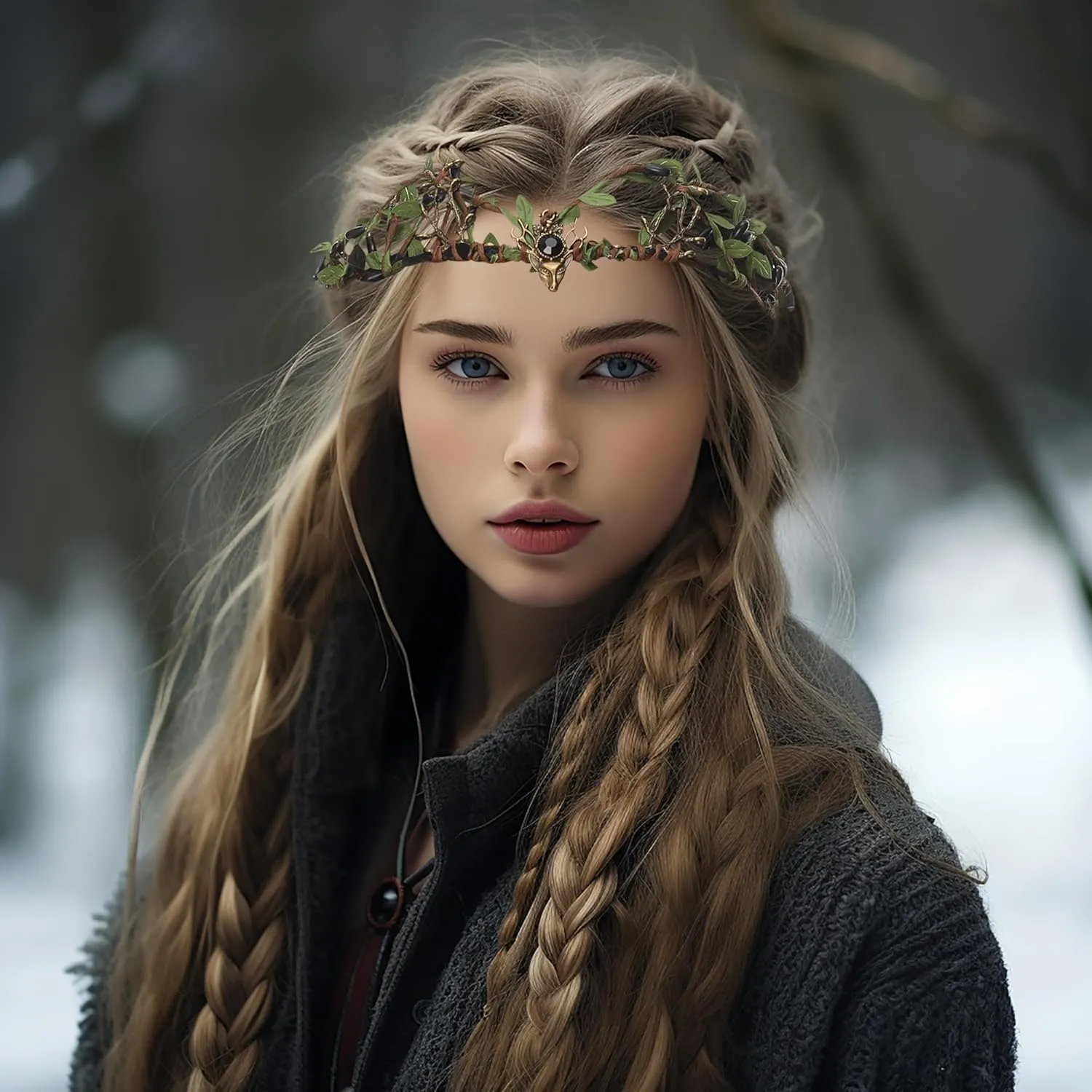 Vivivalue Black Antler Crown Woodland Elf Headband Fairy Forest Headpiece for Women Girls Halloween Cosplay Photo Shoot Mardi Gras Carnival Prom