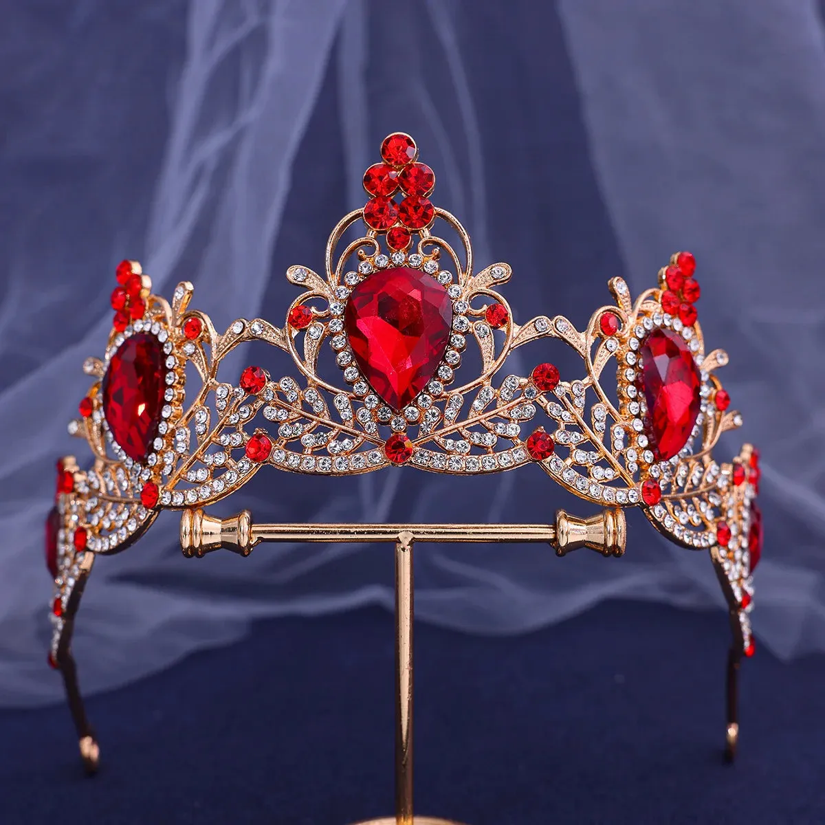 Water Drop Crystal Rhinestone Tiara Crown Party Princess Hair Accessories