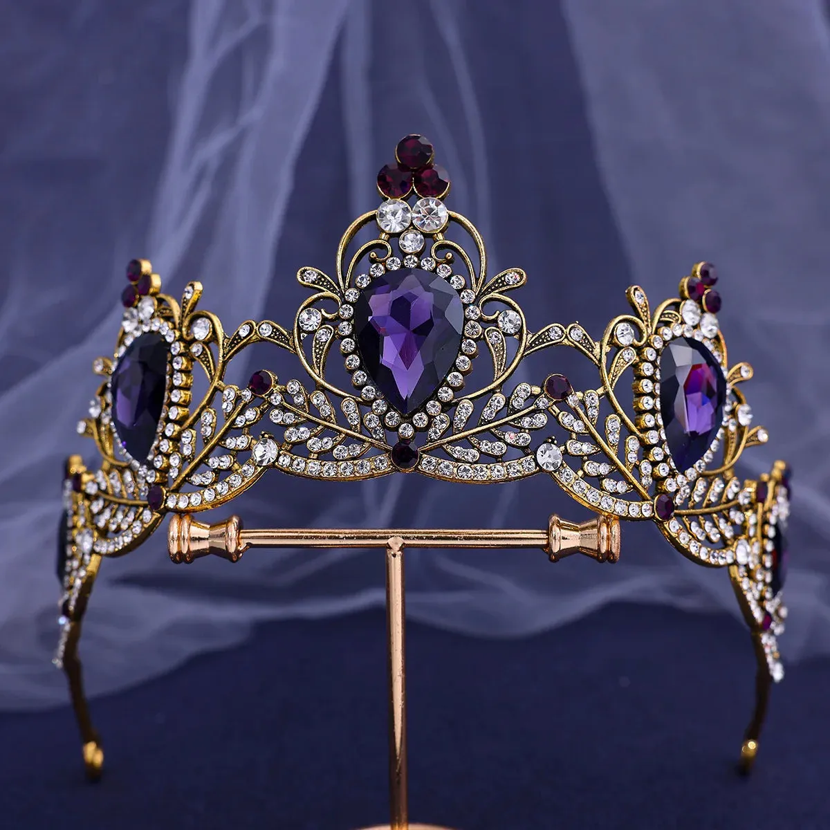 Water Drop Crystal Rhinestone Tiara Crown Party Princess Hair Accessories