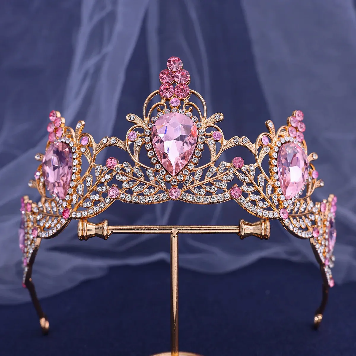 Water Drop Crystal Rhinestone Tiara Crown Party Princess Hair Accessories
