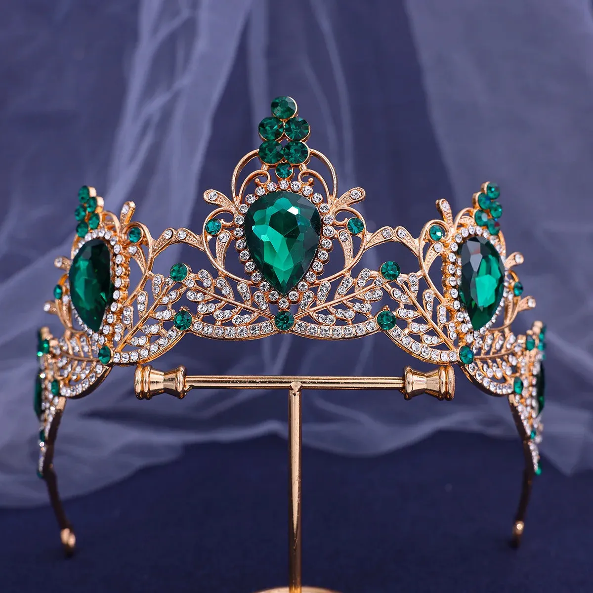 Water Drop Crystal Rhinestone Tiara Crown Party Princess Hair Accessories
