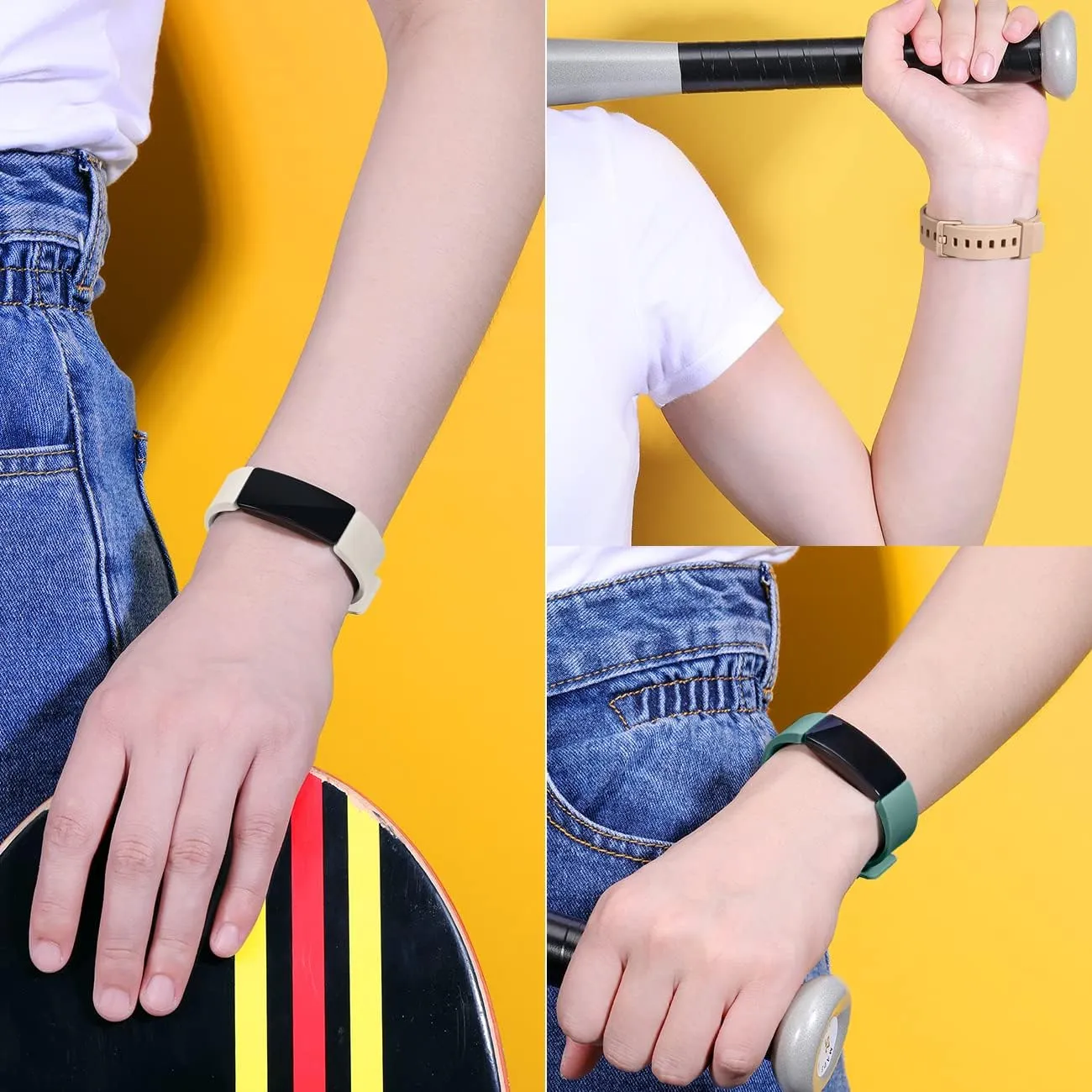 Wepro Bands Compatible with Fitbit Inspire 2 Bands for Women, Sports Bands Compatible with Fitbit Inspire, Soft Replacement Strap Accessories Compatible with Inspire HR, Small, Large