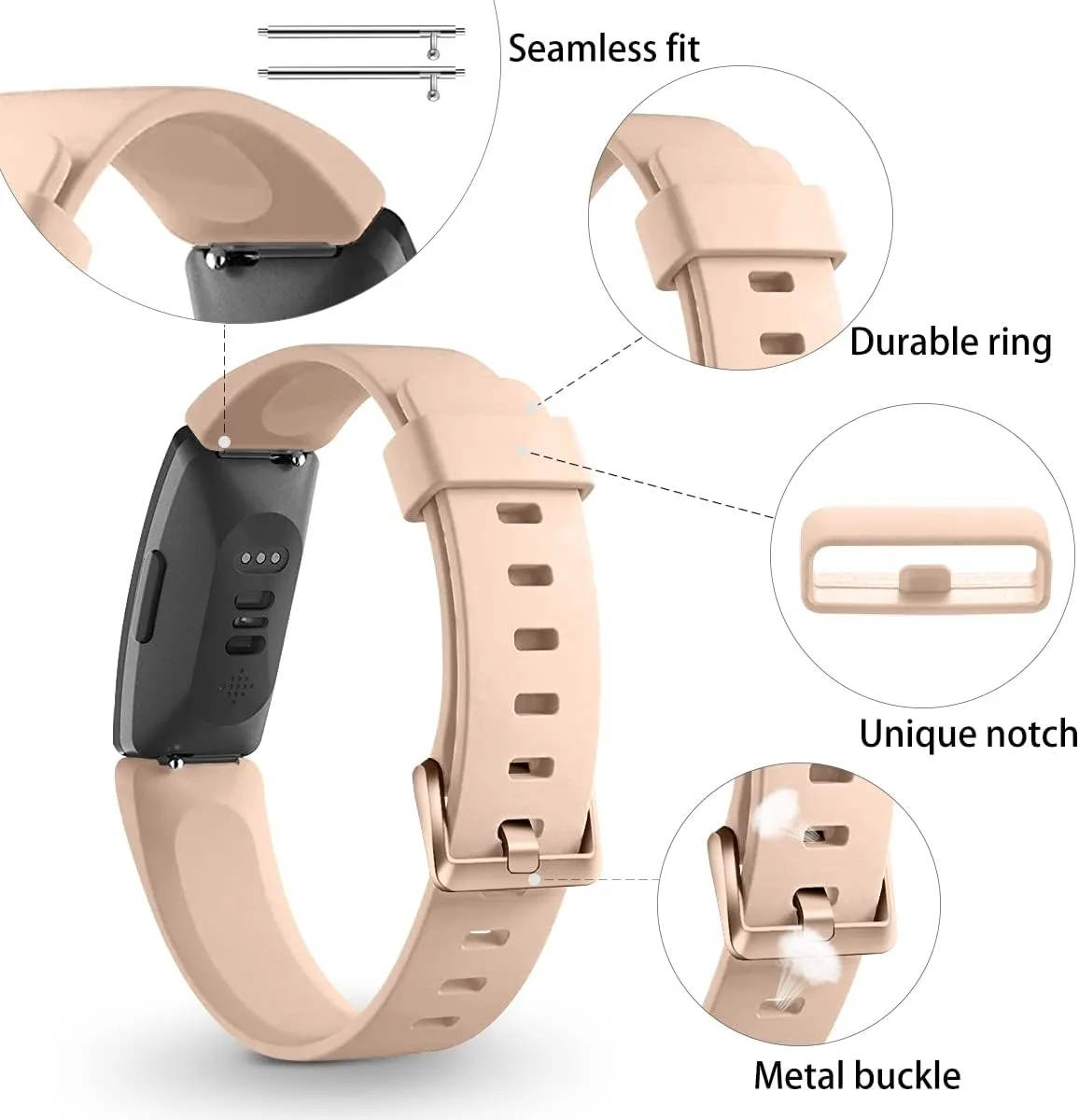 Wepro Bands Compatible with Fitbit Inspire 2 Bands for Women, Sports Bands Compatible with Fitbit Inspire, Soft Replacement Strap Accessories Compatible with Inspire HR, Small, Large