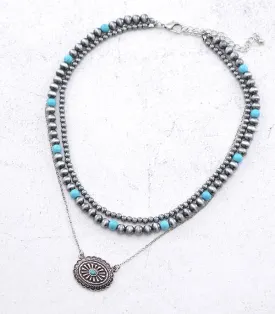 Western Concho Navajo Layered Necklace