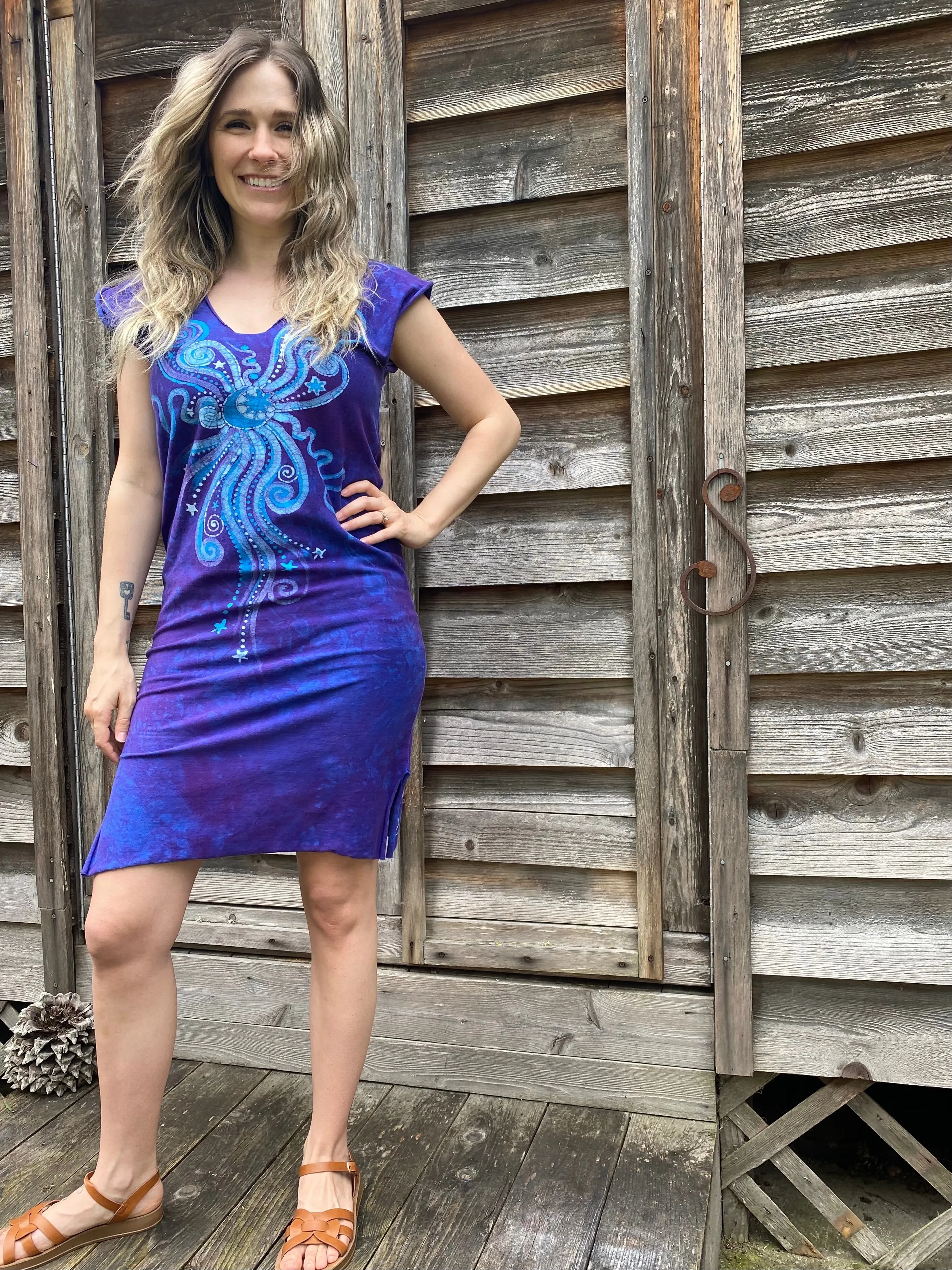 Wisteria Bliss Tribal Stretchy Tube Batik Dress