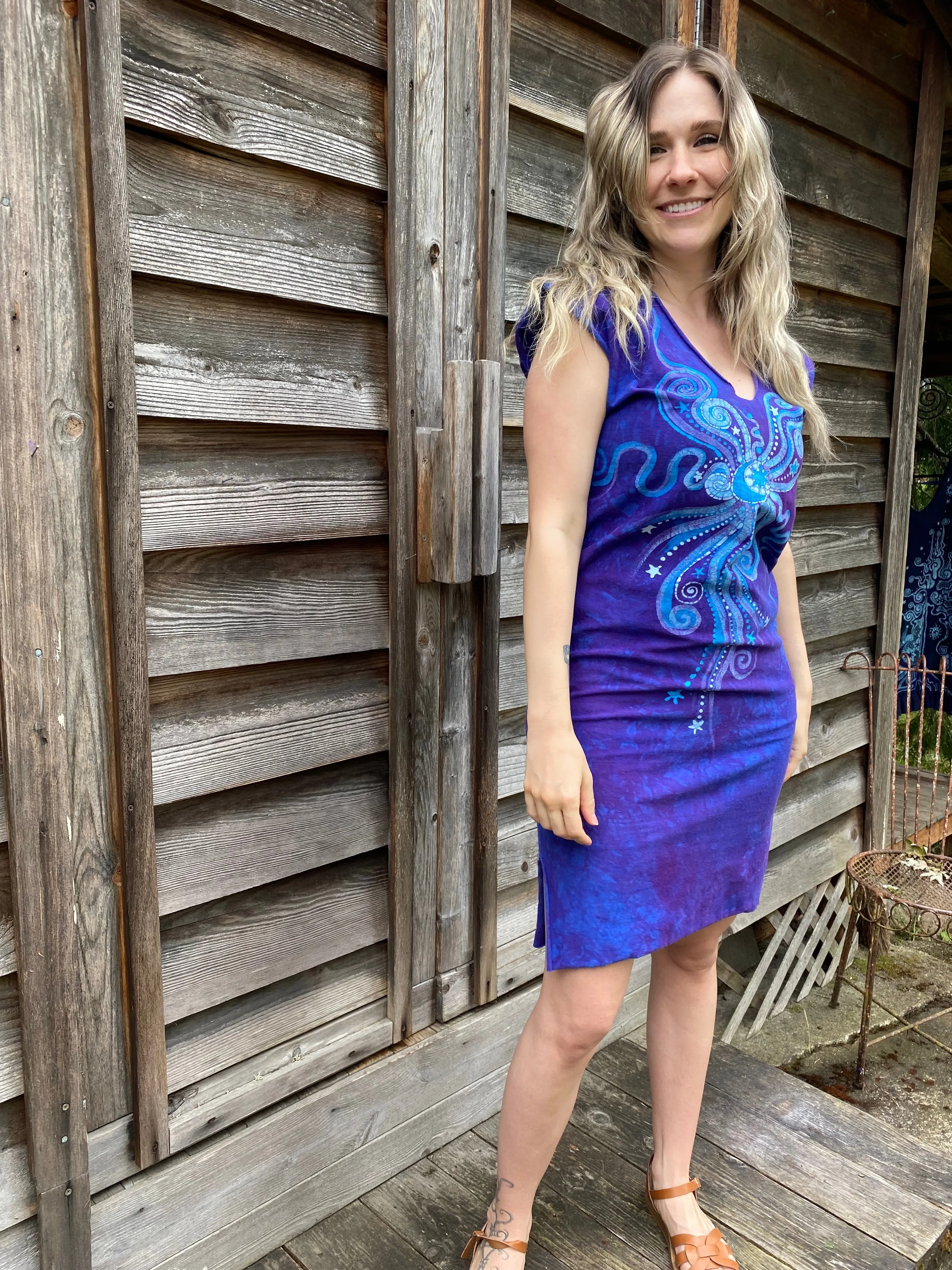 Wisteria Bliss Tribal Stretchy Tube Batik Dress