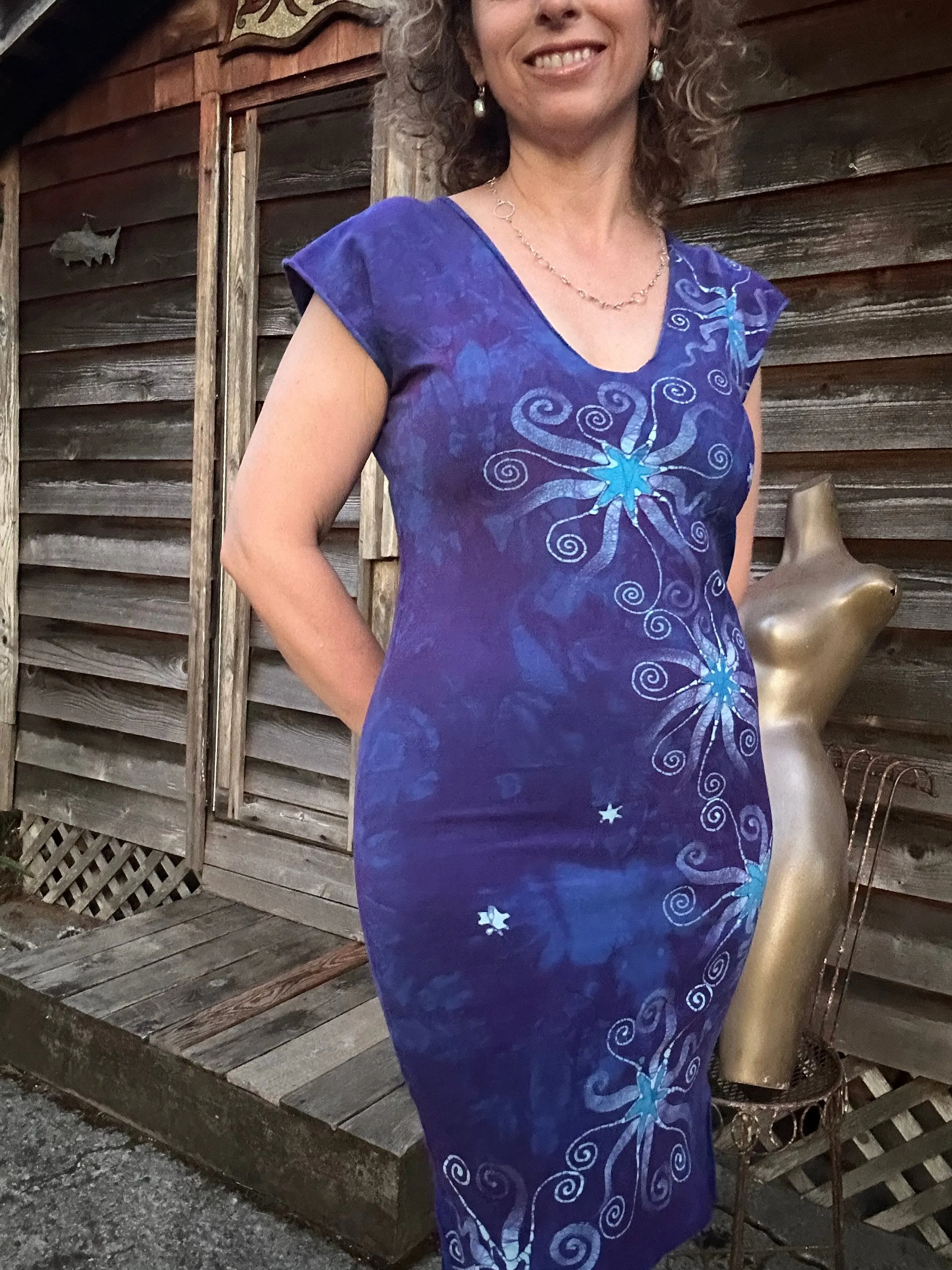 Wisteria Bliss Tribal Stretchy Tube Batik Dress
