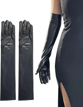 Women Long Leather Gloves, Elbow Length Formal Gloves, Evening Dress Tea Party Opera Costume Sleeves to Cover Arms