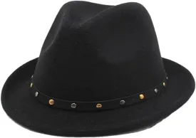 Women Solid Color Fedoras Casual Wool Jazz Hat Adjustable Top Hat