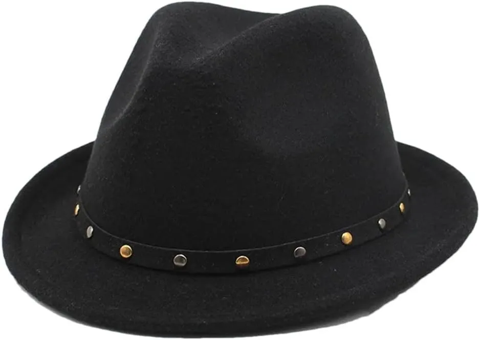 Women Solid Color Fedoras Casual Wool Jazz Hat Adjustable Top Hat