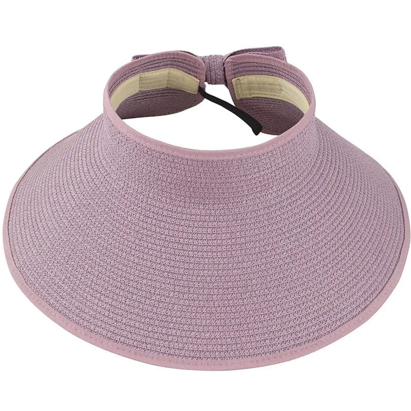 Women's UPF 50  Wide Brim Roll-up Straw Sun Hat Sun Visor
