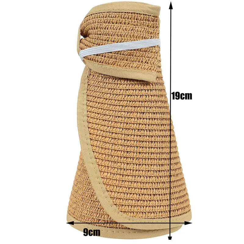 Women's UPF 50  Wide Brim Roll-up Straw Sun Hat Sun Visor
