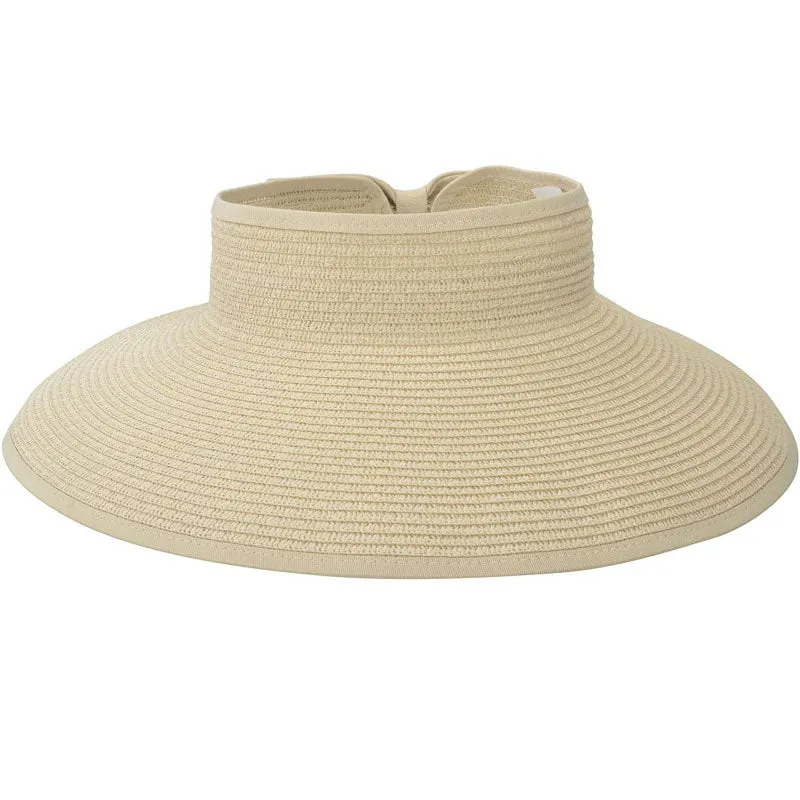 Women's UPF 50  Wide Brim Roll-up Straw Sun Hat Sun Visor