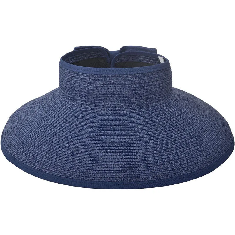 Women's UPF 50  Wide Brim Roll-up Straw Sun Hat Sun Visor