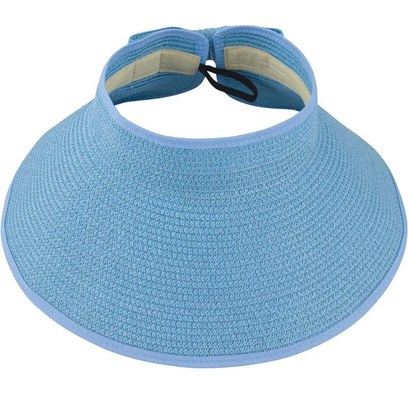 Women's UPF 50  Wide Brim Roll-up Straw Sun Hat Sun Visor