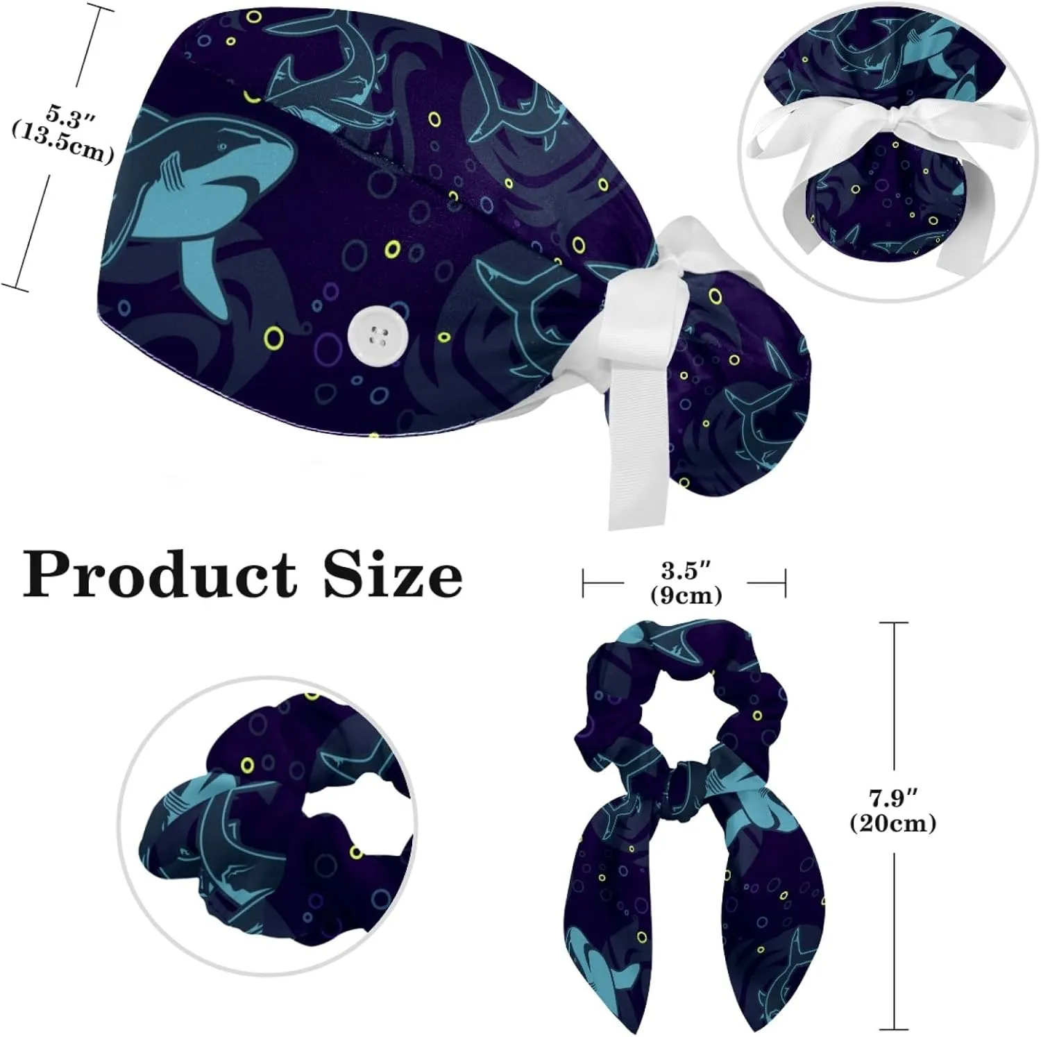 Women's Working Caps with Bow Scrunchies Cute Dog Paws Pattern Lace-Up Hat Unisex Hair Covers One Size