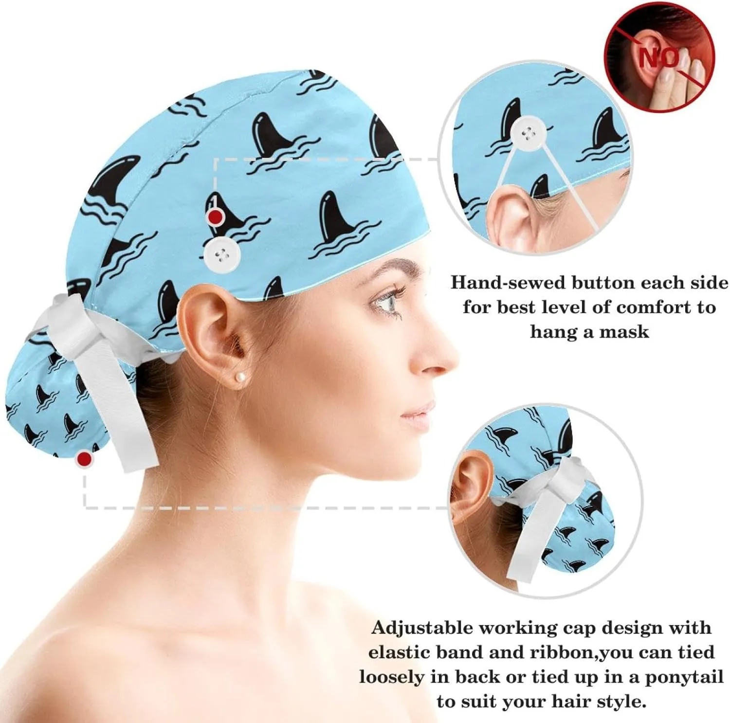 Women's Working Caps with Bow Scrunchies Cute Dog Paws Pattern Lace-Up Hat Unisex Hair Covers One Size