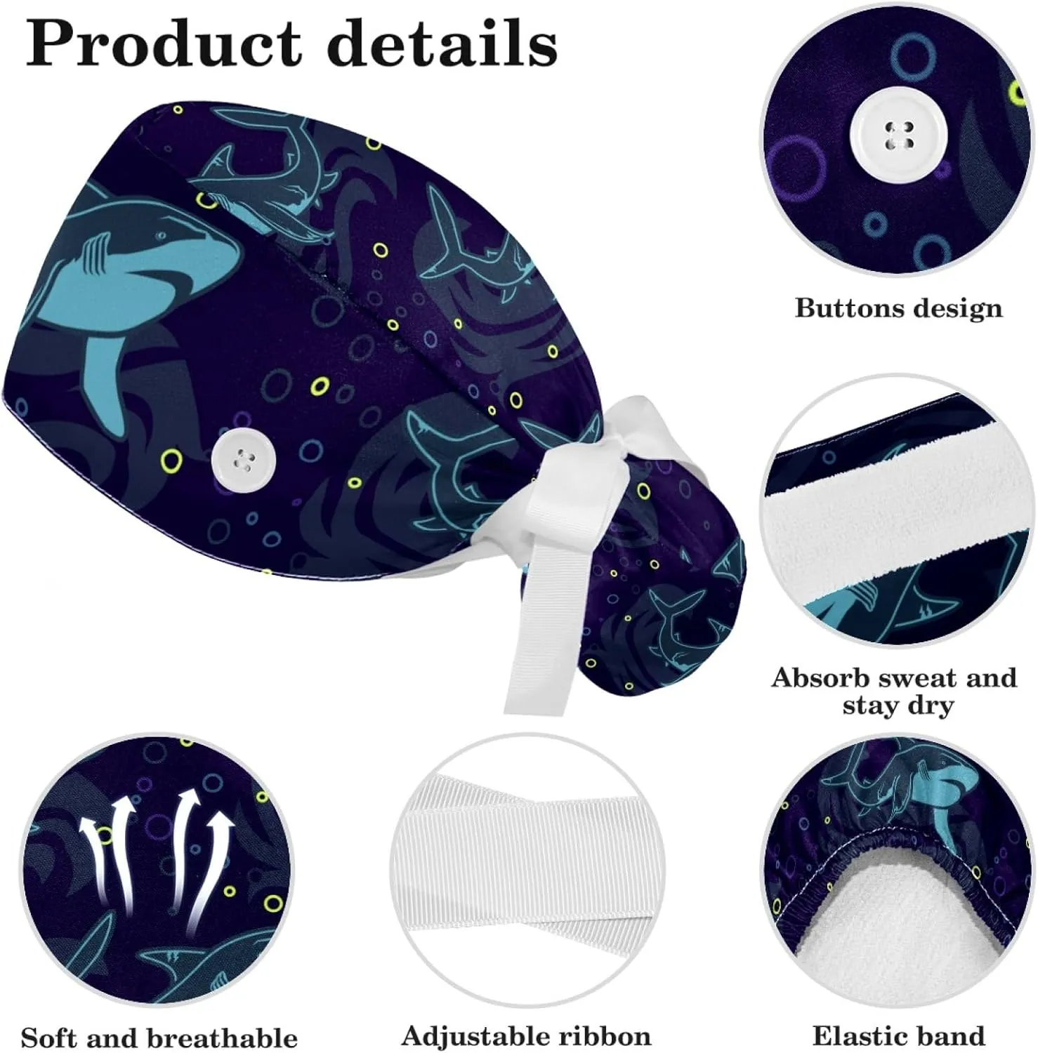 Women's Working Caps with Bow Scrunchies Cute Dog Paws Pattern Lace-Up Hat Unisex Hair Covers One Size