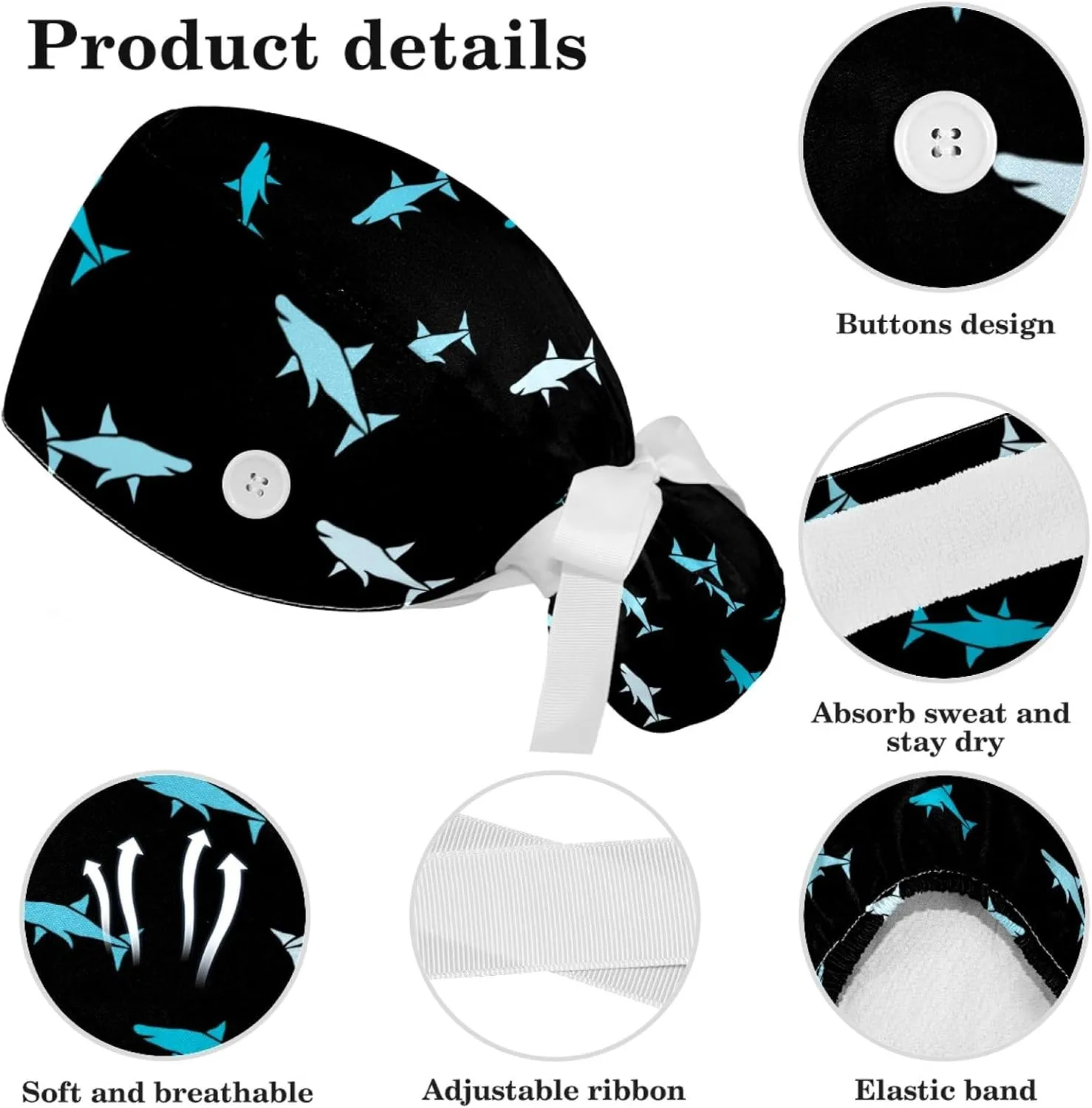 Women's Working Caps with Bow Scrunchies Cute Dog Paws Pattern Lace-Up Hat Unisex Hair Covers One Size