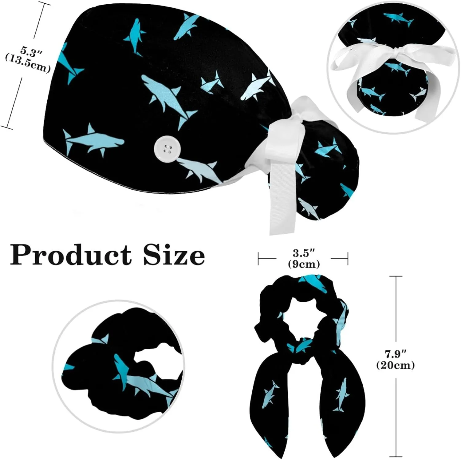 Women's Working Caps with Bow Scrunchies Cute Dog Paws Pattern Lace-Up Hat Unisex Hair Covers One Size
