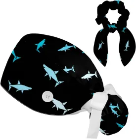 Women's Working Caps with Bow Scrunchies Cute Dog Paws Pattern Lace-Up Hat Unisex Hair Covers One Size