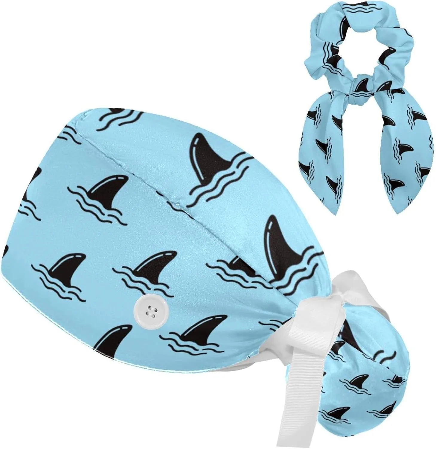 Women's Working Caps with Bow Scrunchies Cute Dog Paws Pattern Lace-Up Hat Unisex Hair Covers One Size
